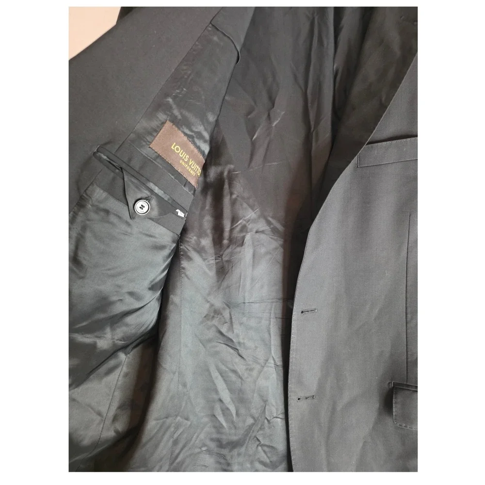 Louis Vuitton Uniforms Men's Suit Jacket Wool Stretch‎ Black Blazer Sport 52 Reg